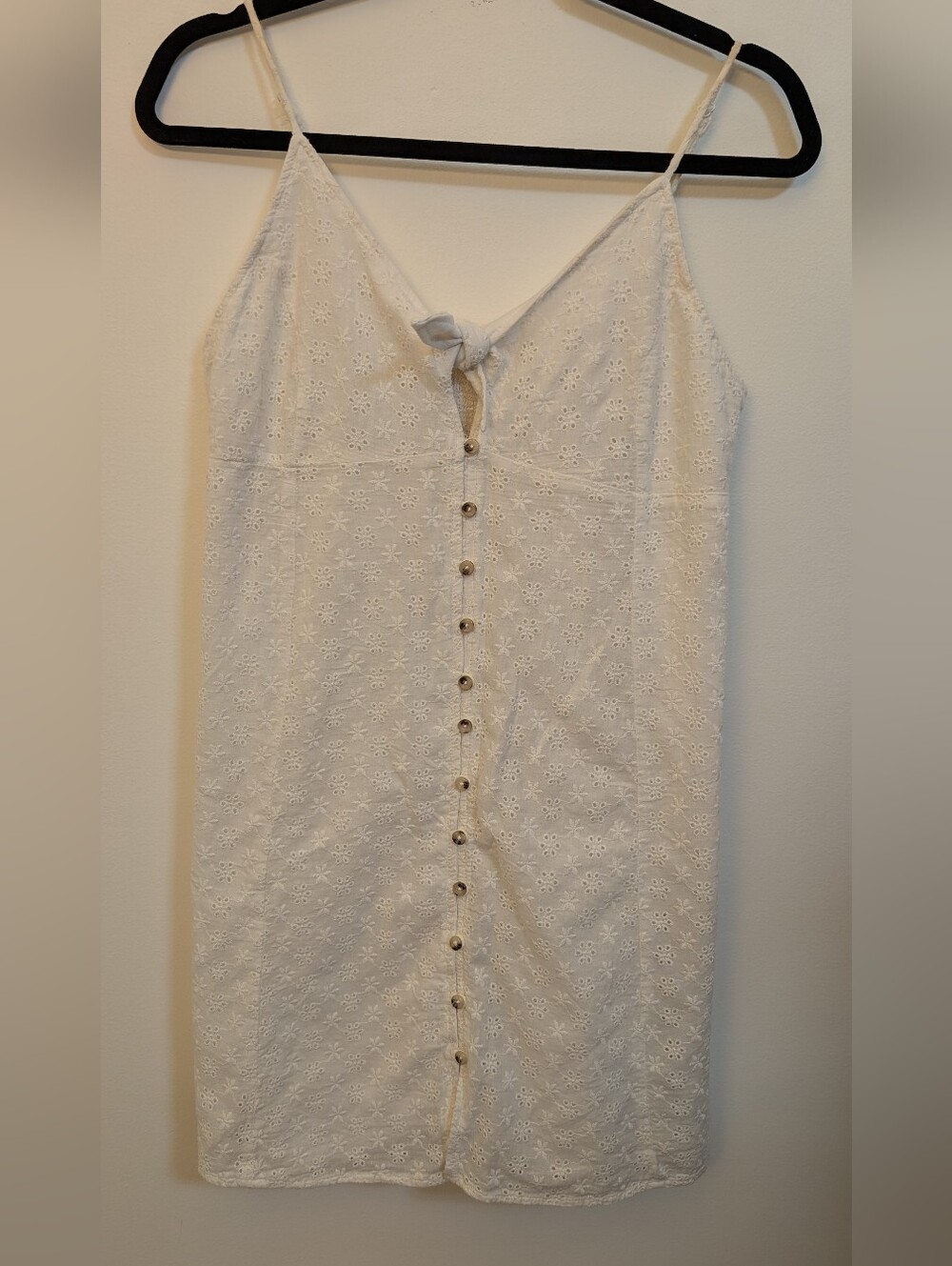Fashion on Earth White Eyelet Mini Dress Women Size Large